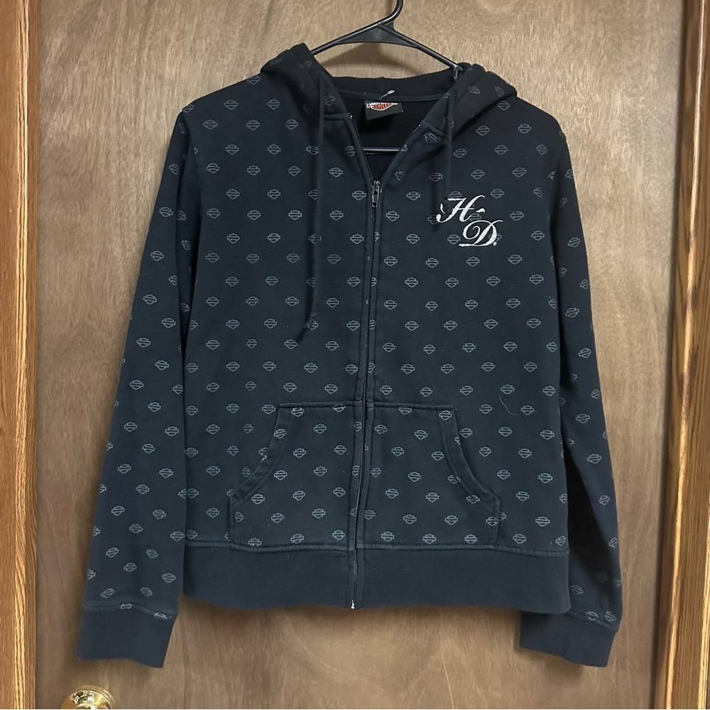 Harley Davidson Full Zip Hoodie Sweatshirt Medium
